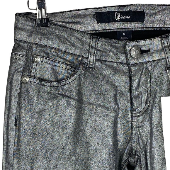 CP Jeans Gray Silver Metallic Skinny Jeans Women's Junior 5 Low Rise NEW - Picture 6 of 10